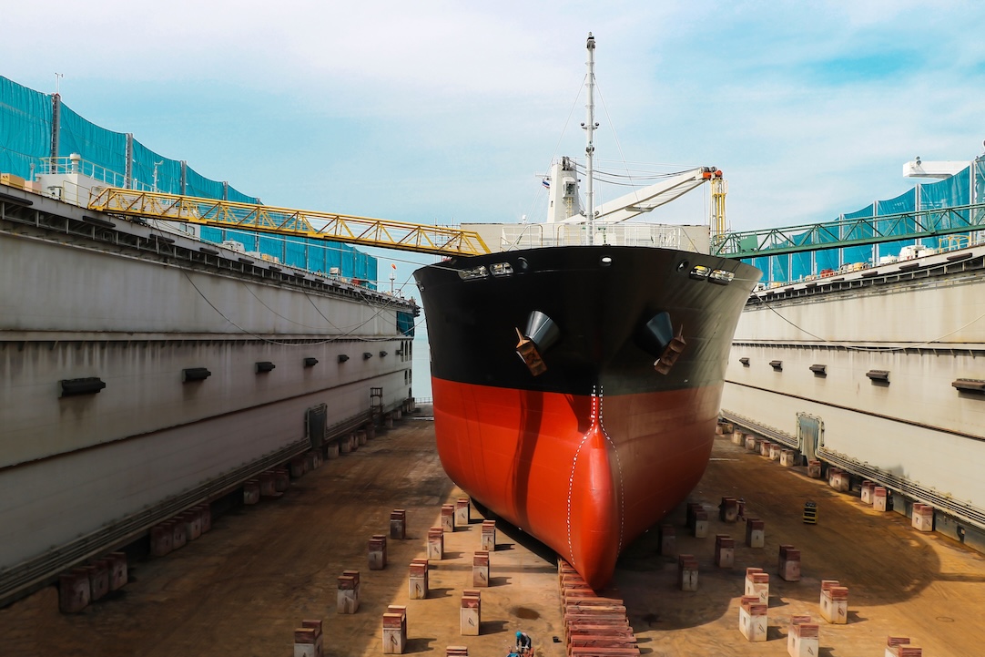 Ship dry docked
